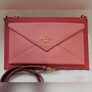 AUTHENTIC BI-COLOR PRADA SAFFIANO CROSSBODY ENVELOPE WALLET ON CHAIN
